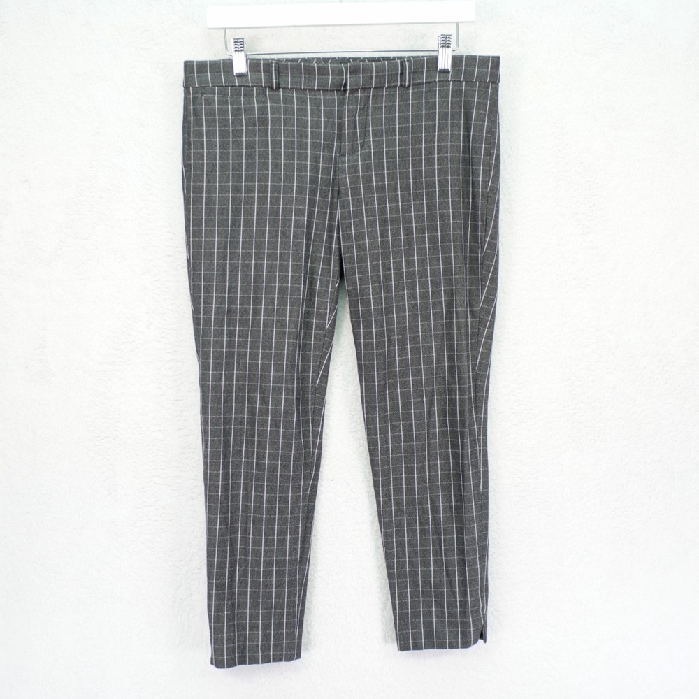 Banana Republic Sloan Gray Check Twill Canvas Pants -6 Petite  32 / 24.5- Low Ri